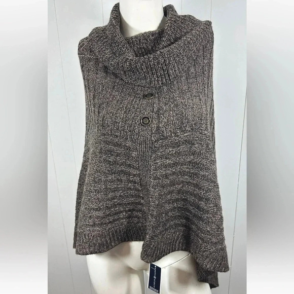 Karen Scott Womens L/XL Brown Marled Shawl Collar Button Placket Kni… - Picture 1 of 7